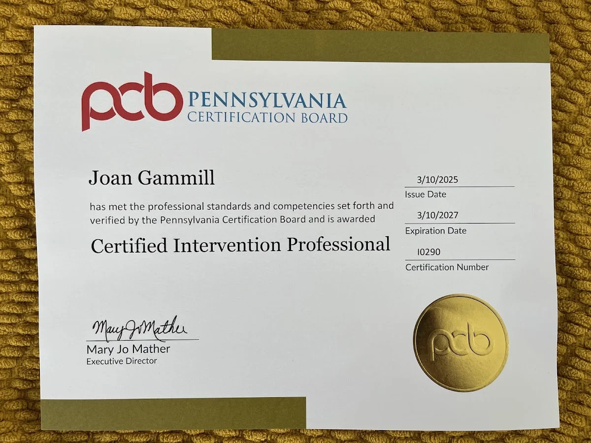 Joani the Interventionist CIP Alc/Drug/Process interventionist